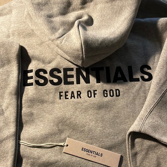 Fear of God Essentials Relaxed Dark Oatmeal Hoodie, Men size L - Picture 3 of 10